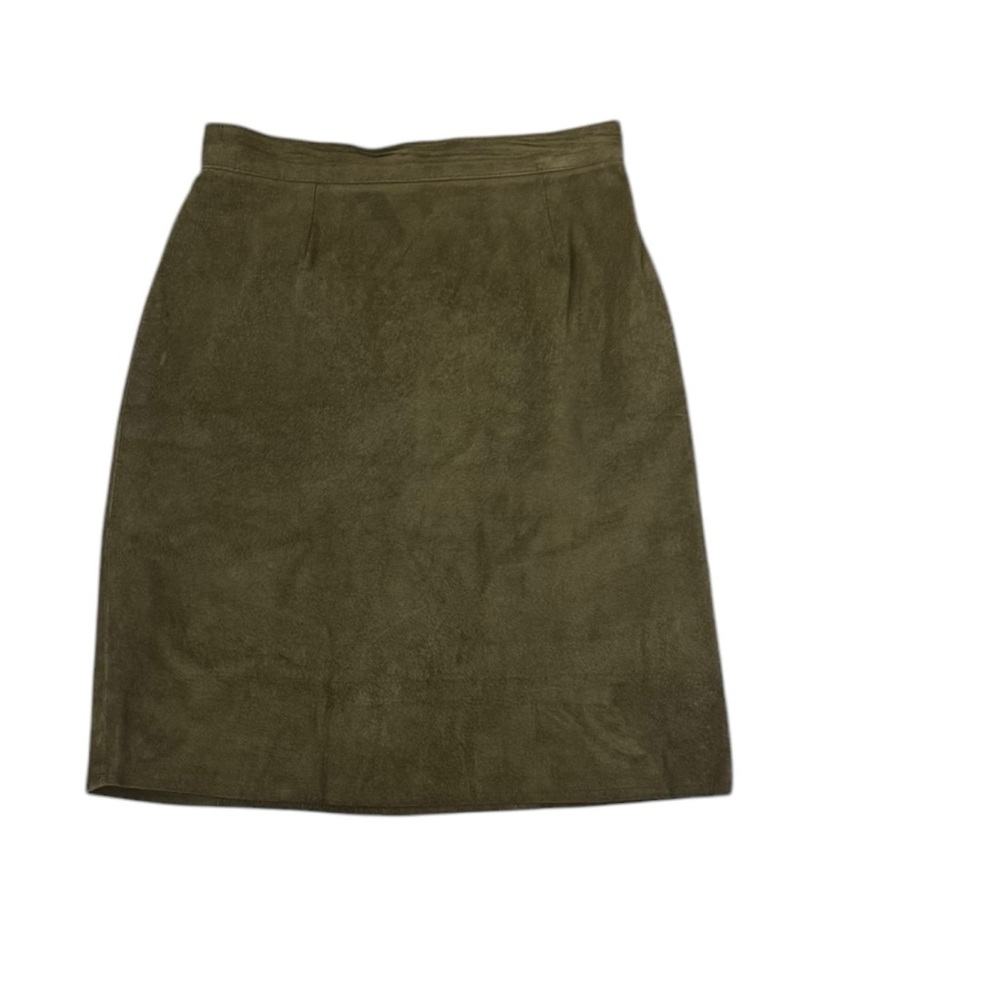 Vintage Lined Olive Green Suede Skirt